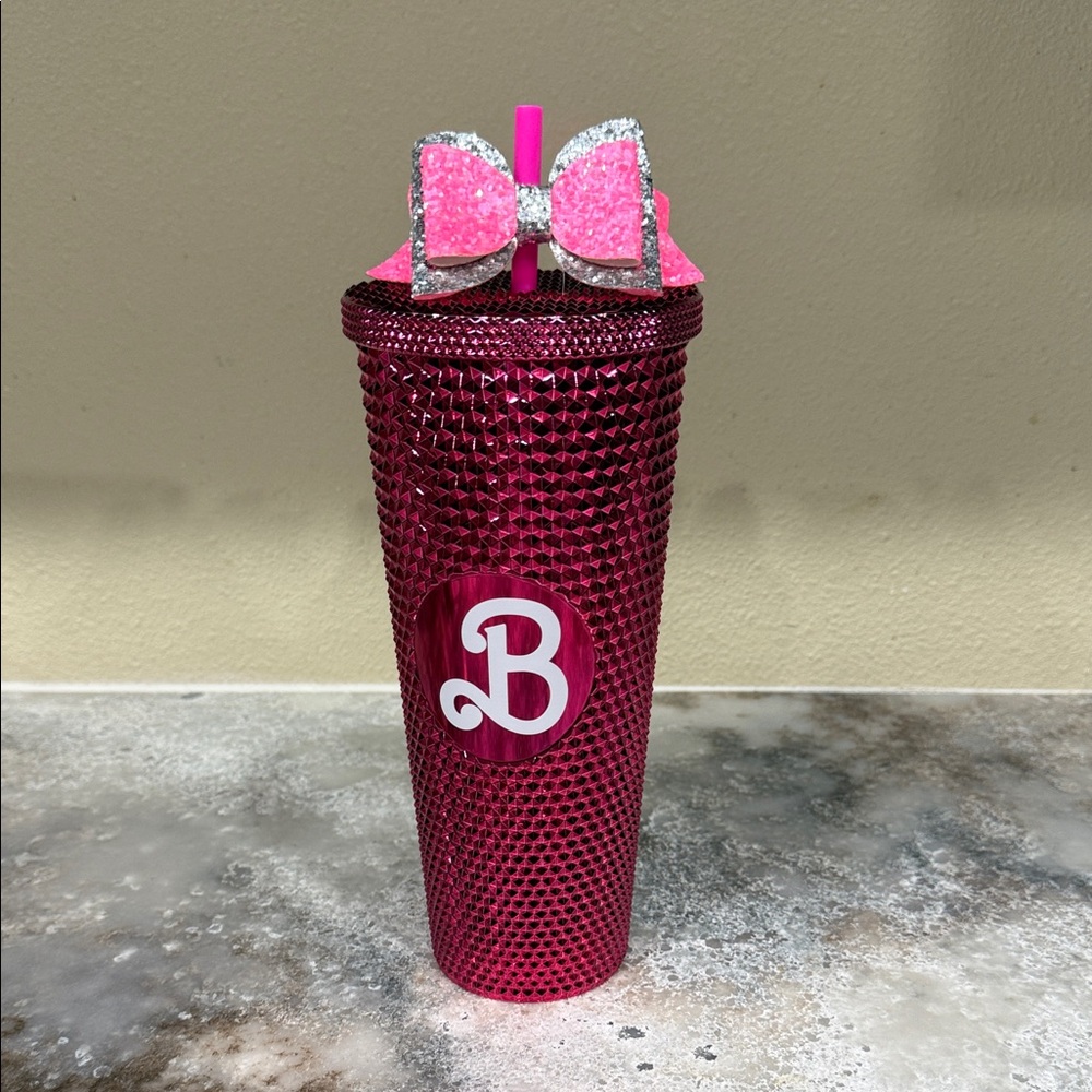 Barbie Pink Glitter Tumbler with Bow